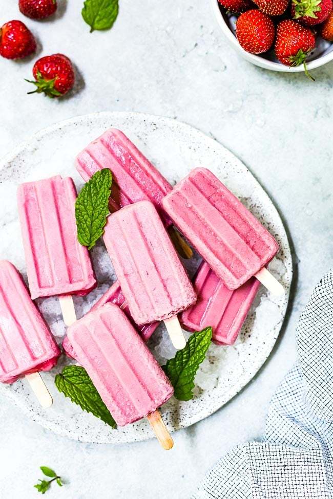 Strawberry Mint Popsicles